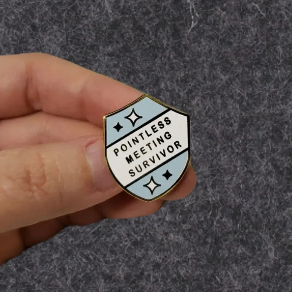 🕐Pointless meeting survivor badge enamel pin - Picture 5 of 7